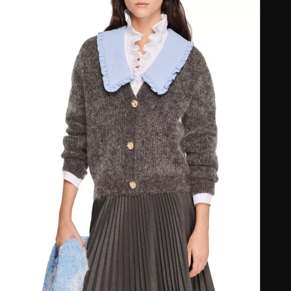 Sandro Sweaters - Sandro Barthelemy Collared Cardigan S